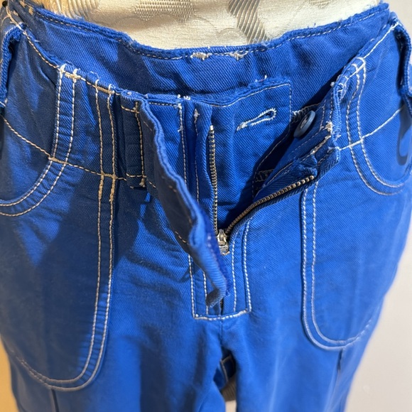 Miss Sixty Wide Leg Blue Stitching Details Zip Up Vintage Pants Waist 28” - Picture 5 of 14